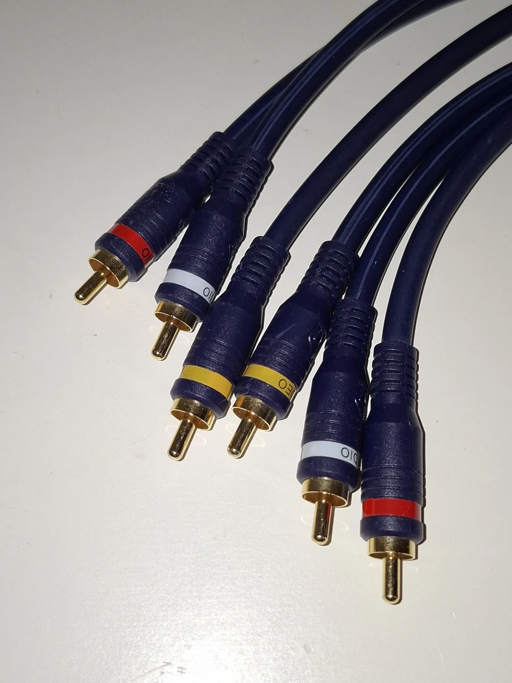 Vintage Blue RCA Component Audio/Video Cable with Gold Plugs